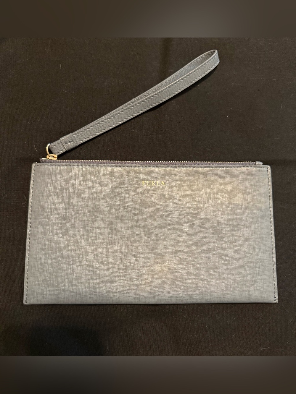 Furla Gray Leather Wristlet Clutch